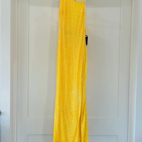Mac Duggal One Shoulder Yellow Dress